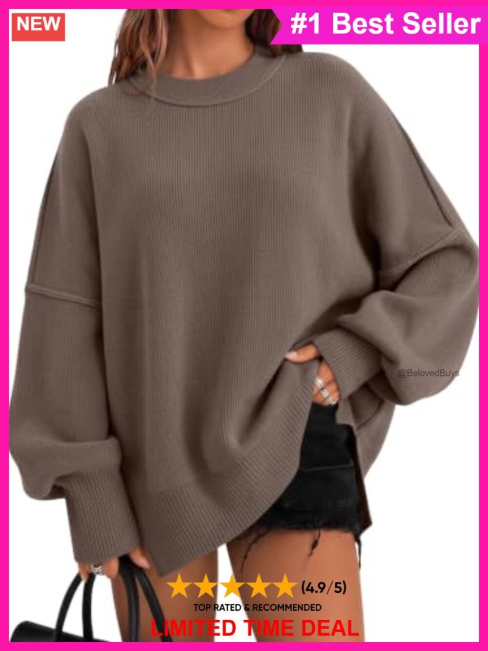 Oversized Crewneck Long Sleeve Pullover Sweater for Women Fall Winter